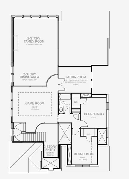 2D floor plan layout for the 2999W by Perry Homes in Two Step Farm 50', Montgomery, TX (Image 3).