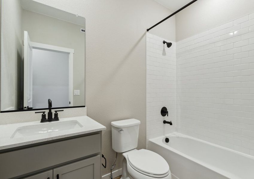 The secondary bathroom has the tub/shower combo.