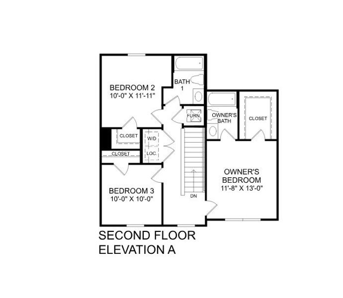 2D floor plan layout for the Fairview by Ryan Homes in Bell Creek Single Family Homes, Winnabow, NC (Image 5).