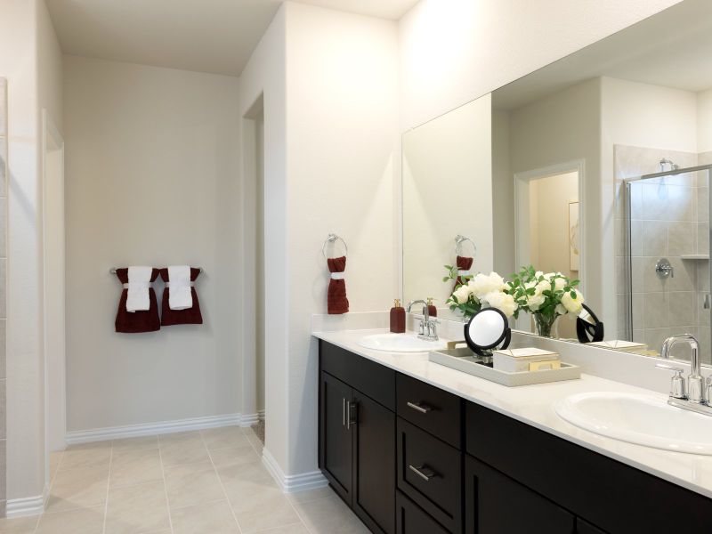 Your master bathroom retreat with double vanities