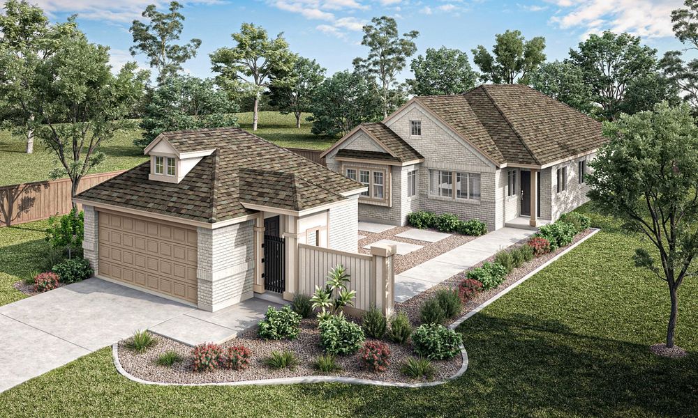 Representative exterior photo of a completed home built from the The Clements by Pacesetter Homes in Keeneland, Aubrey, TX (Image 29). Representative exterior photo of a completed home built from the The Clements by Pacesetter Homes in Keeneland, Aubrey, TX (Image 29).