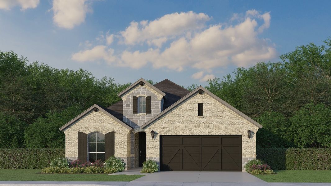 Plan 1520 Elevation A with Stone Rendering