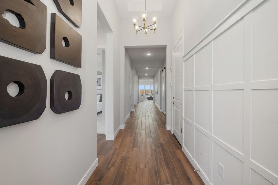 Foyer with decorative feature wall