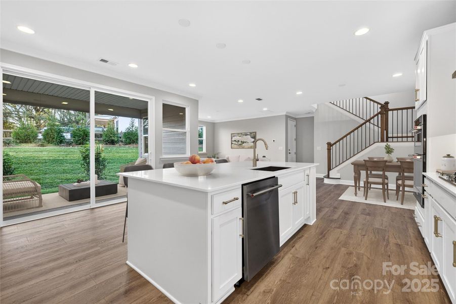 Virtually Staged Kitchen, Patio, Living and Dining