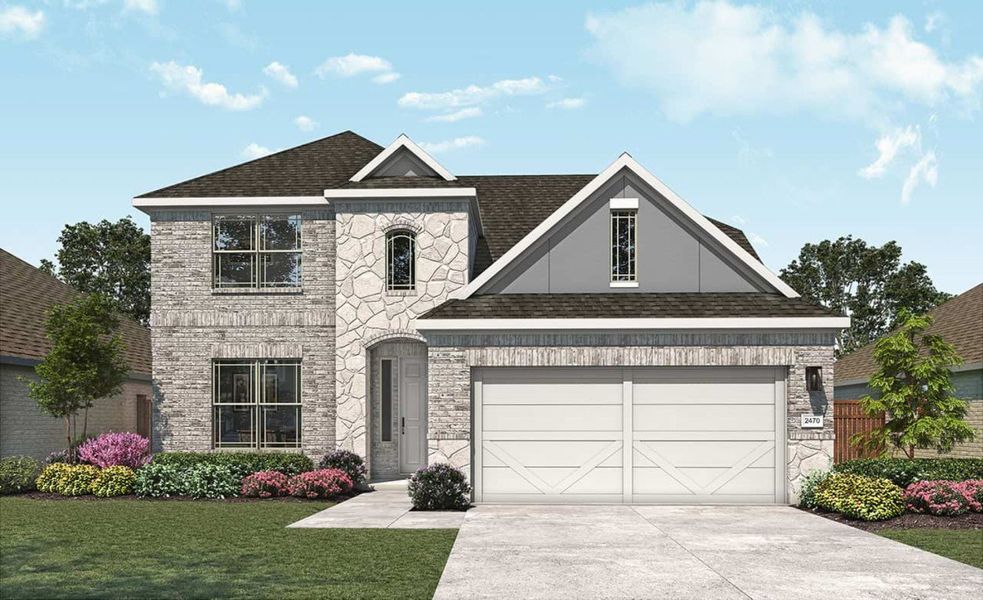 2D floor plan layout for the Hickory by DRB Homes in Meyer Ranch – Premier, New Braunfels, TX (Image 18).