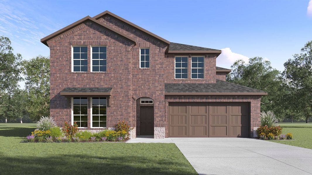 Front exterior of a new home in Lakewood Trails, Forney, TX, highlighting curb appeal (Image 1). Front exterior of a new home in Lakewood Trails, Forney, TX, highlighting curb appeal (Image 1).