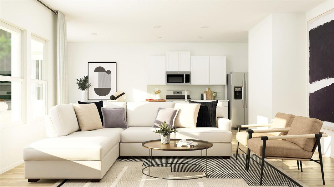 Furnished interior view inside a new home in Woodfield Preserve: Ridgepointe Collection, Georgetown (Image 7). Furnished interior view inside a new home in Woodfield Preserve: Ridgepointe Collection, Georgetown (Image 7).