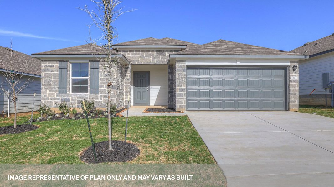 Representative exterior photo of a completed home built from the The Denton by D.R. Horton in Arroyo Ranch, Seguin, TX (Image 2). Representative exterior photo of a completed home built from the The Denton by D.R. Horton in Arroyo Ranch, Seguin, TX (Image 2).
