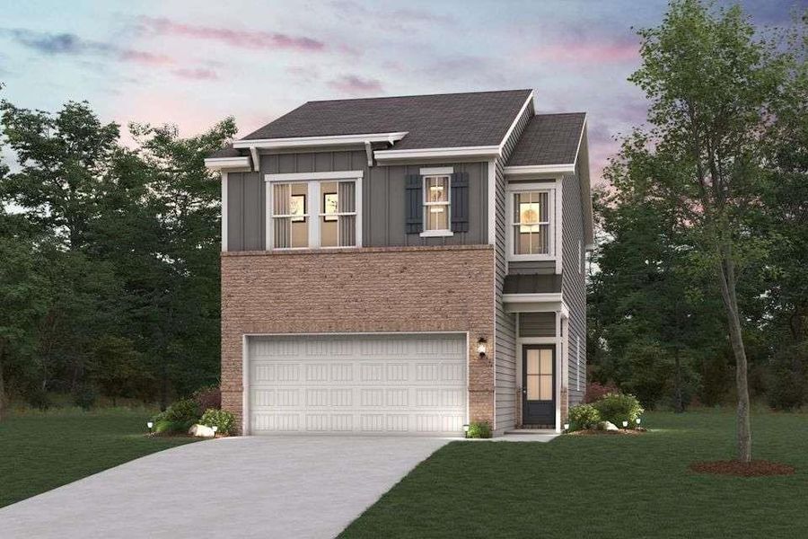 Front exterior of a new home in Azalea Square Townhomes, Lawrenceville, GA, highlighting curb appeal (Image 5).