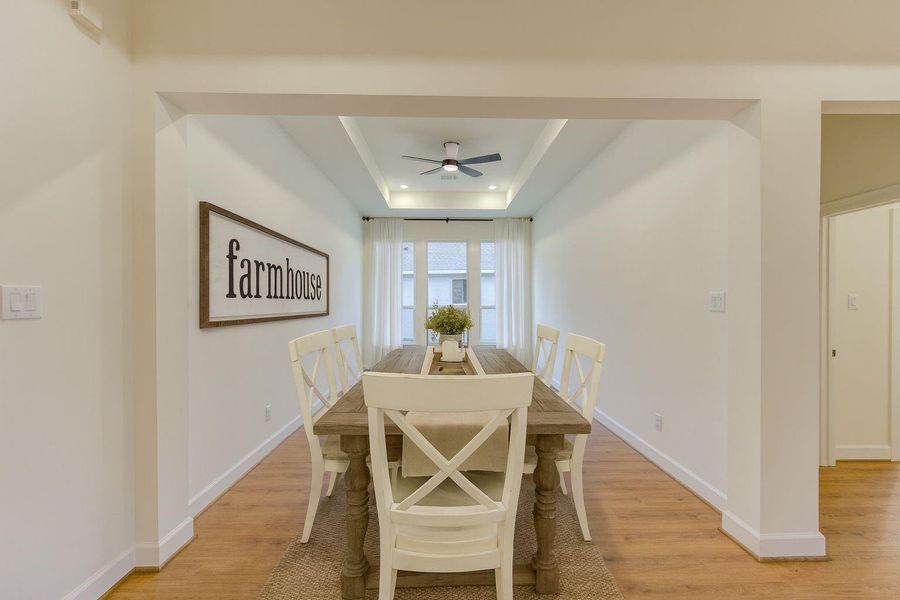 This staged dining room can help you visualize your furniture in this space. This staged dining room can help you visualize your furniture in this space.