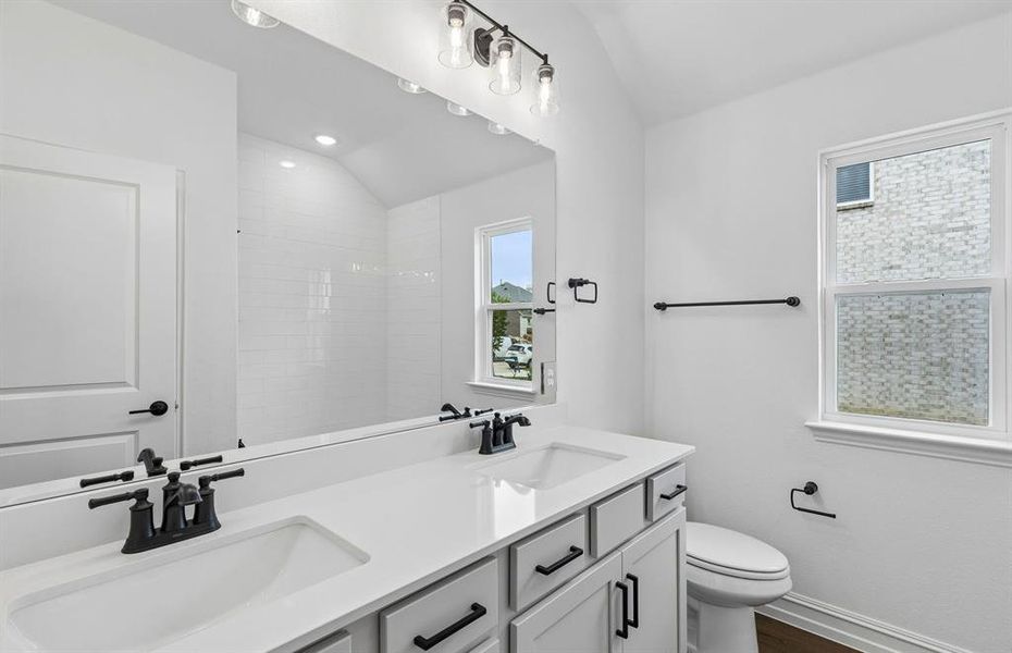 Secondary bath with double vanities Secondary bath with double vanities