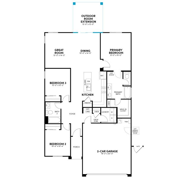 Floor 1: Outdoor Room Extension Option