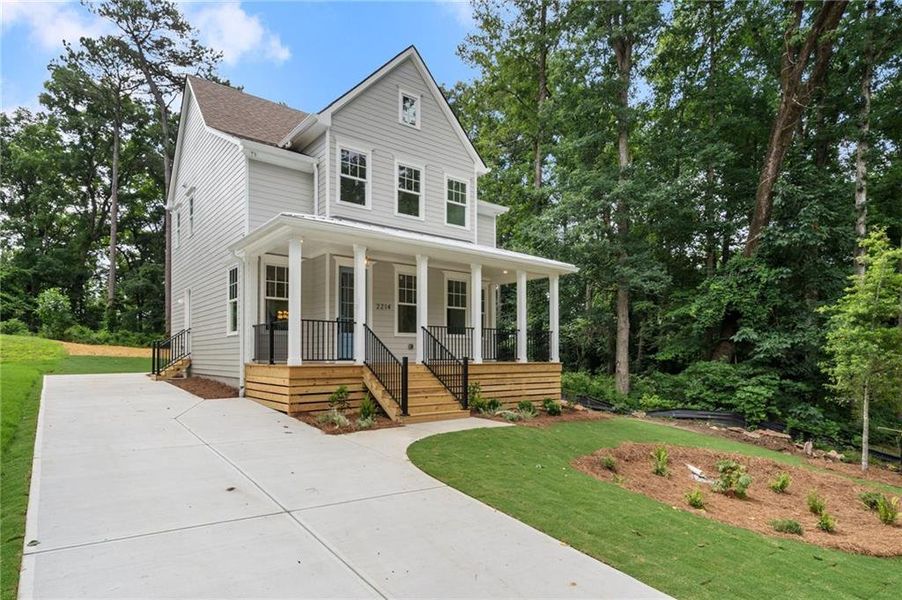 Front exterior of a new home in , Atlanta, GA, highlighting curb appeal (Image 29). Front exterior of a new home in , Atlanta, GA, highlighting curb appeal (Image 29).