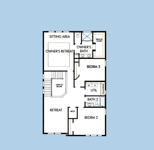 2D floor plan layout for the The Navarro by David Weekley Homes in Crosswinds 40’, Ponte Vedra, FL (Image 4). 2D floor plan layout for the The Navarro by David Weekley Homes in Crosswinds 40’, Ponte Vedra, FL (Image 4).