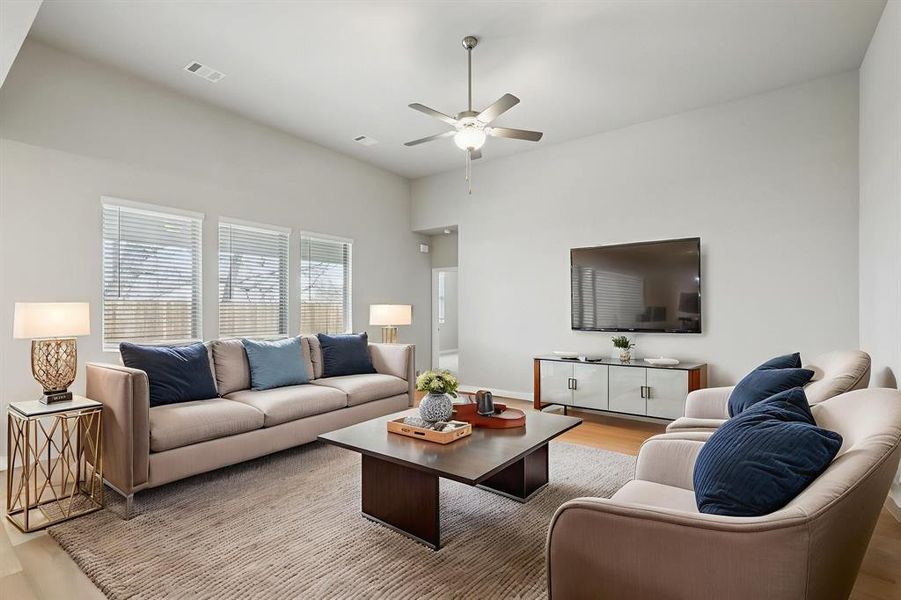 Furnished interior view inside a new home in Parks at Foster Crossing - Premier Series, Anna (Image 13). Furnished interior view inside a new home in Parks at Foster Crossing - Premier Series, Anna (Image 13).