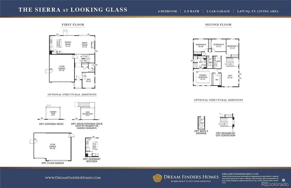 2D floor plan layout of this home in The Reserve at Looking Glass, Parker, CO (Image 5).