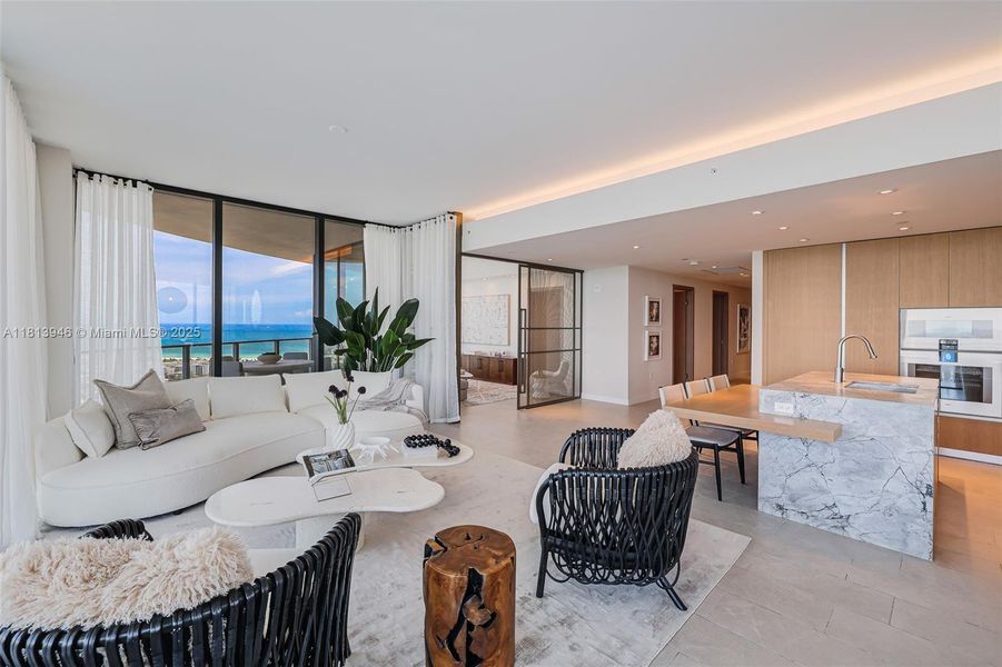 Furnished interior view inside a new home in Five Park, Miami Beach (Image 18).