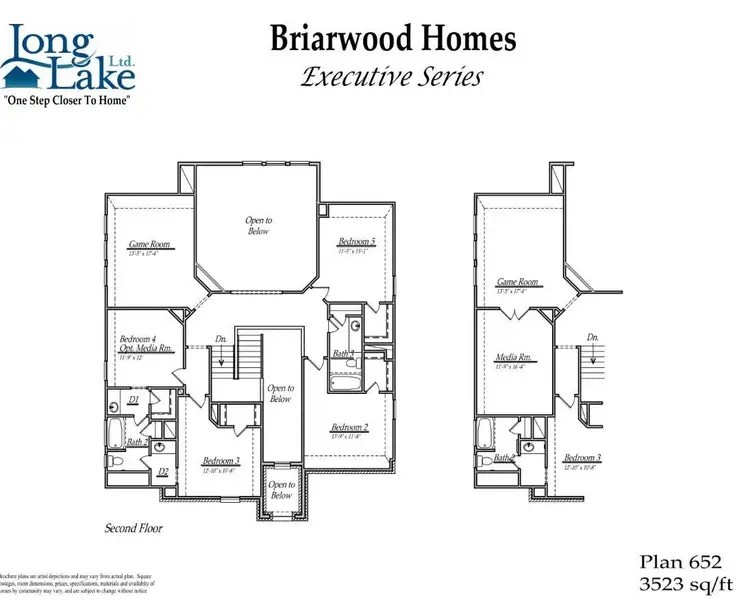Plan 652 offers 5 bedrooms, 3 full baths, 1 half bath, and over 3,500 sqft of living space.