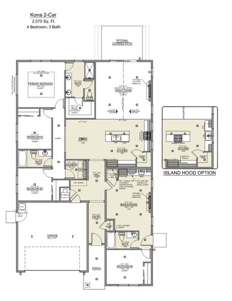 2D floor plan layout for the Kona by MonteVista Homes in Feather Ridge, Redmond, OR (Image 3).