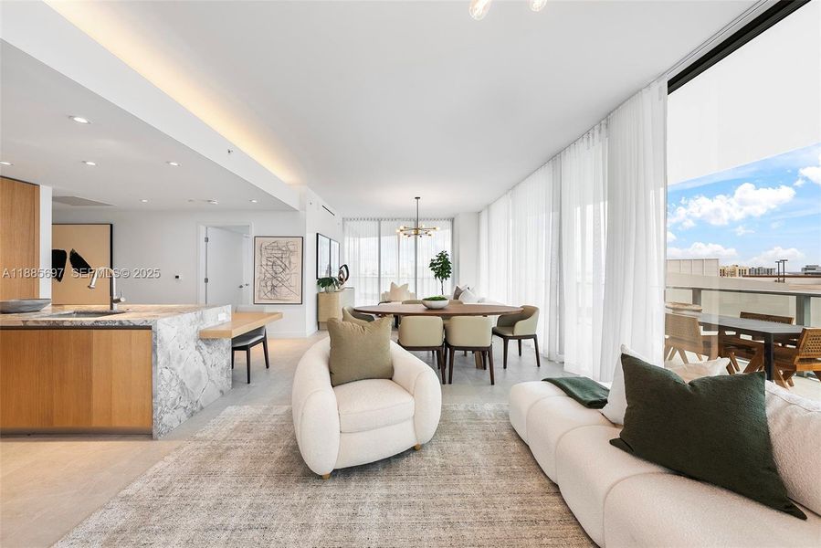 Furnished interior view inside a new home in Five Park, Miami Beach (Image 54).