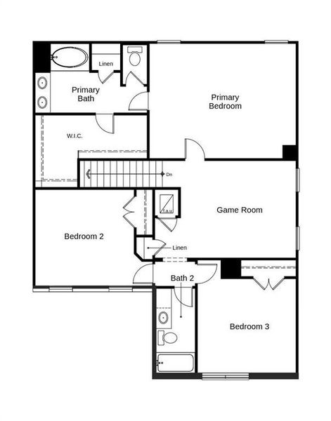 This floor plan features 3 bedrooms, 2 full baths, 1 half bath and over 2,100 square feet of living space.