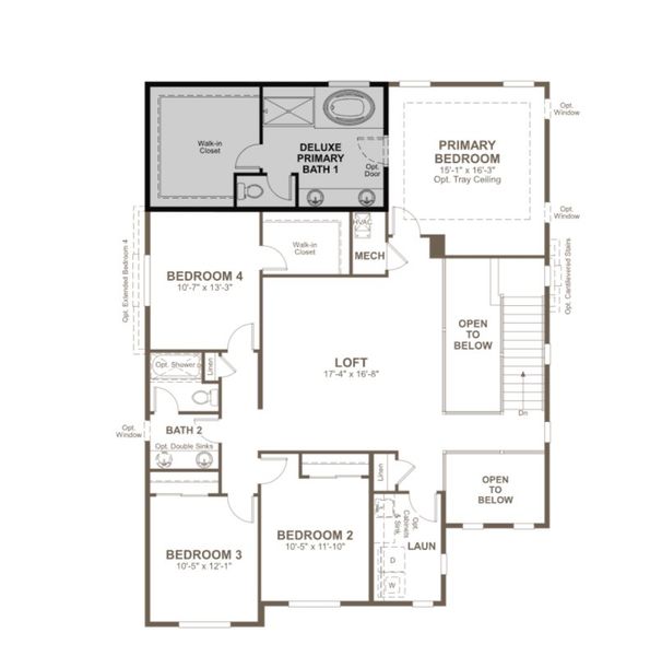 2D floor plan layout of this home in The Aurora Highlands, Aurora, CO (Image 3).