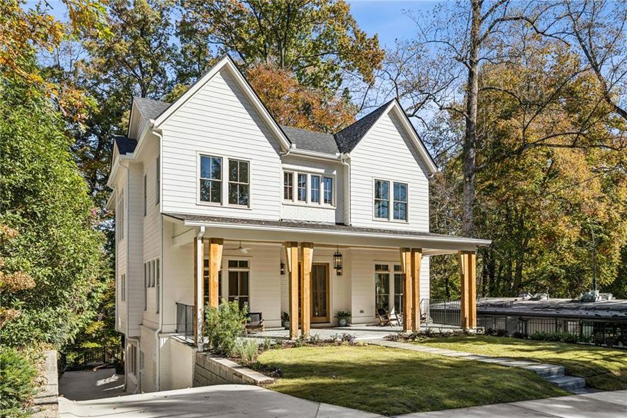 Front exterior of a new home in , Atlanta, GA, highlighting curb appeal (Image 1). Front exterior of a new home in , Atlanta, GA, highlighting curb appeal (Image 1).