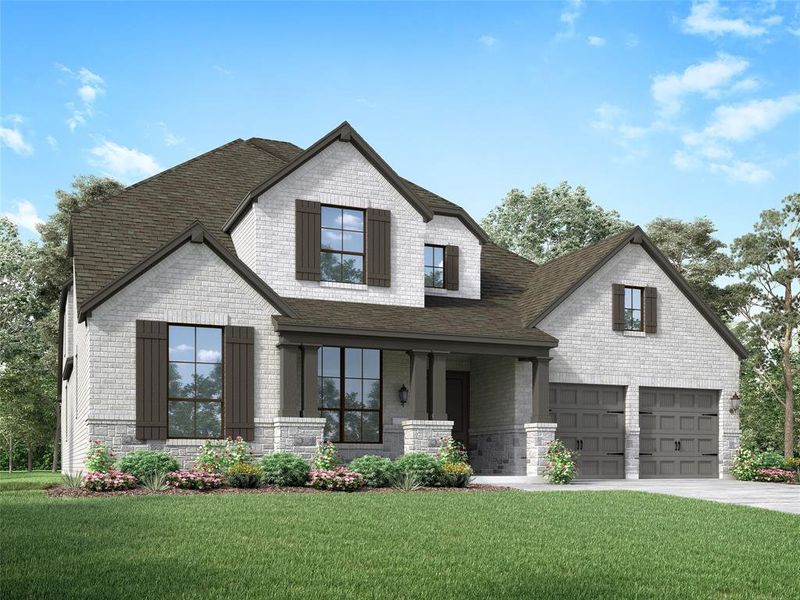 Front exterior of a new home in Mustang Lakes, Celina, TX, highlighting curb appeal (Image 1). Front exterior of a new home in Mustang Lakes, Celina, TX, highlighting curb appeal (Image 1).