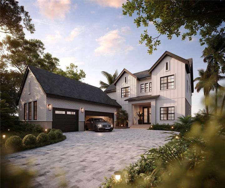 Front exterior of a new home in The Grove, Oakland, FL, highlighting curb appeal (Image 1). Front exterior of a new home in The Grove, Oakland, FL, highlighting curb appeal (Image 1).