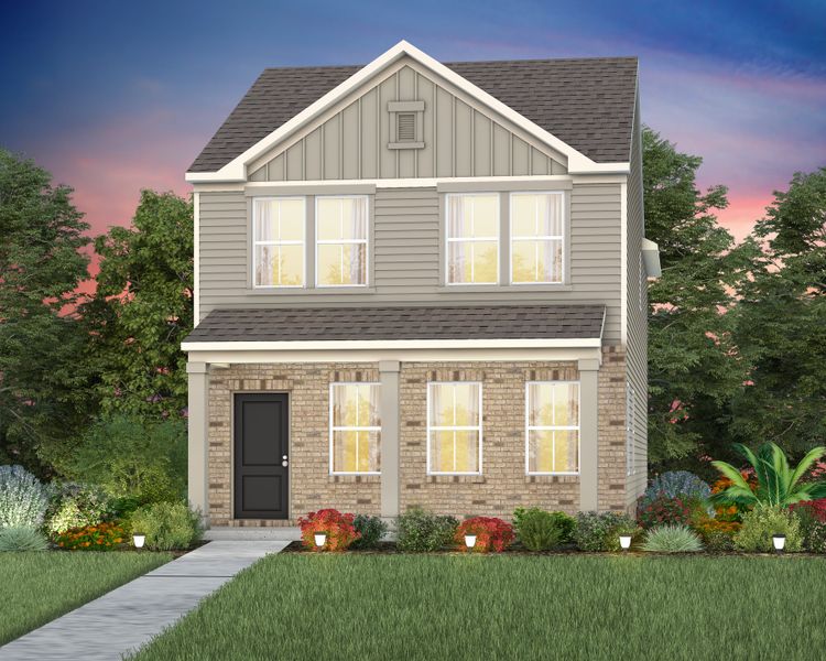 Front exterior of a new home in Riverstone, Monroe, NC, highlighting curb appeal (Image 19).