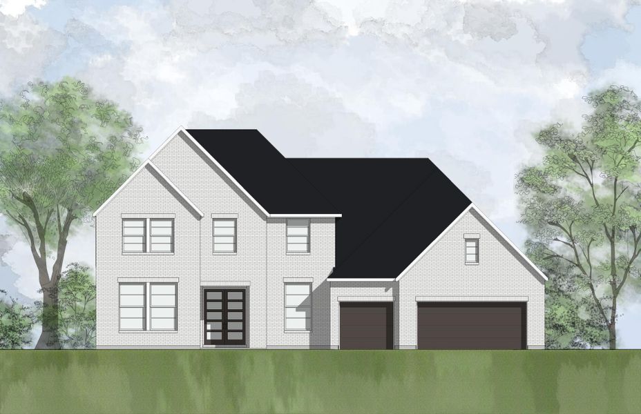 Elegant brick facade and a two-car garage create impressive curb appeal for this distinguished residence.