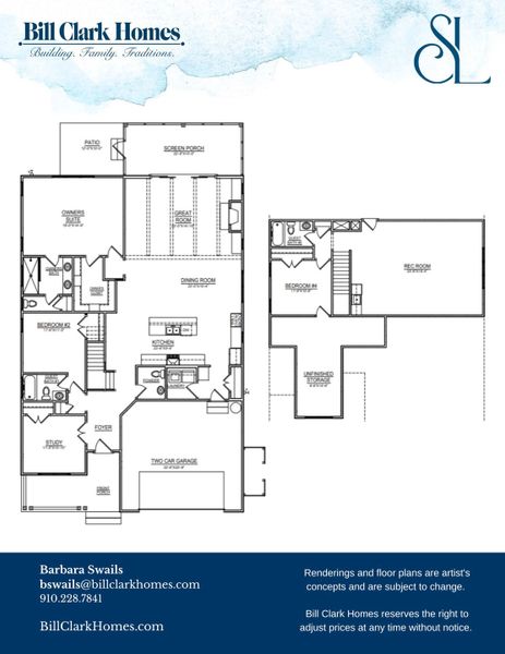 2D floor plan layout of this home in Sidbury Landing, Wilmington, NC (Image 4).