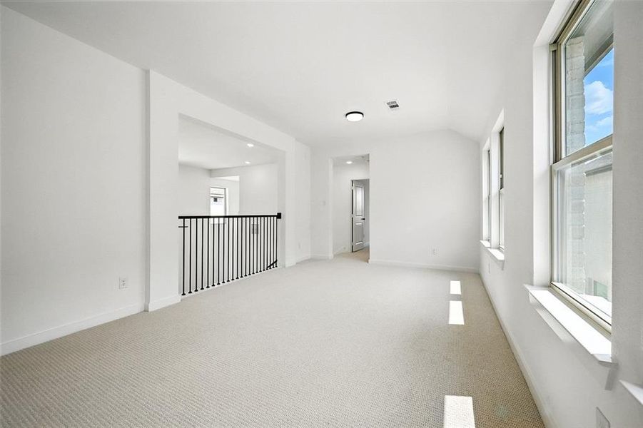 Carpeted spare room with baseboards Carpeted spare room with baseboards