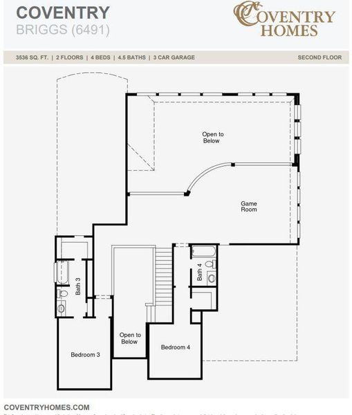 2D floor plan layout of this home in Coastal Point, League City, TX (Image 4).
