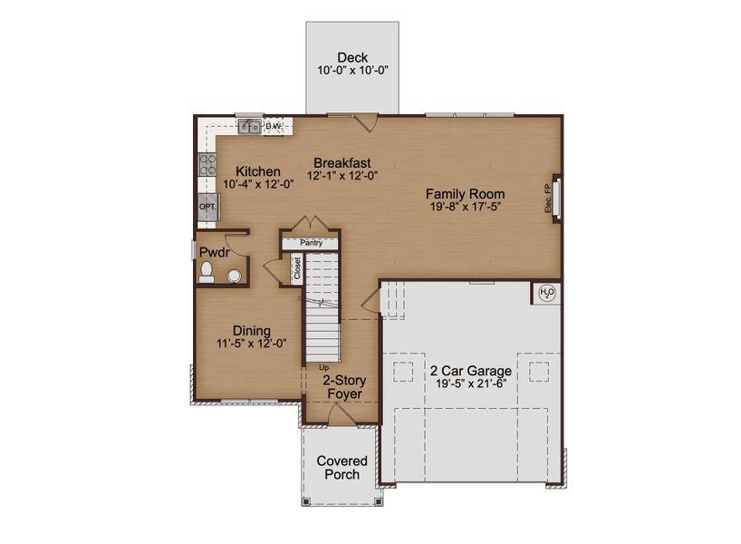 2D floor plan layout for the Colehill by McKinley Homes in Glassmanor Ridge, Gainesville, GA (Image 3).