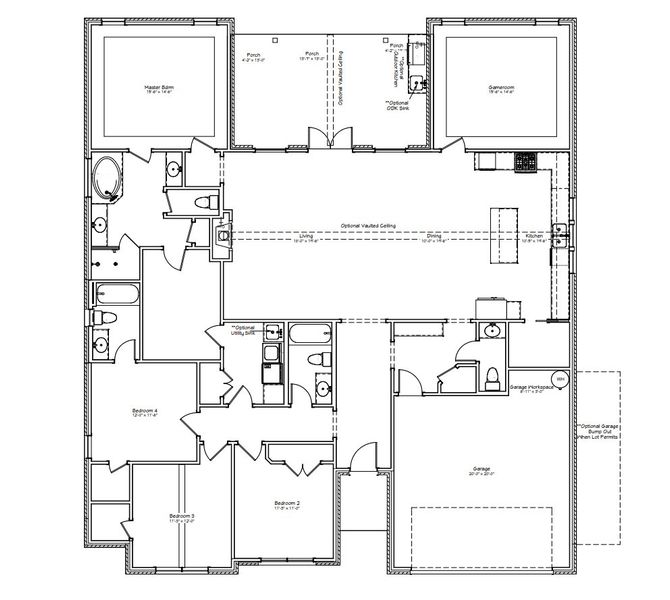 2D floor plan layout for the The Kaylee by Reece Homes in Traditions, Bryan, TX (Image 5). 2D floor plan layout for the The Kaylee by Reece Homes in Traditions, Bryan, TX (Image 5).