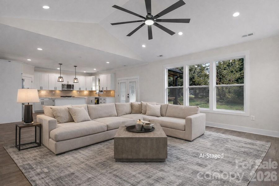 Living view - great windows - virtual staged