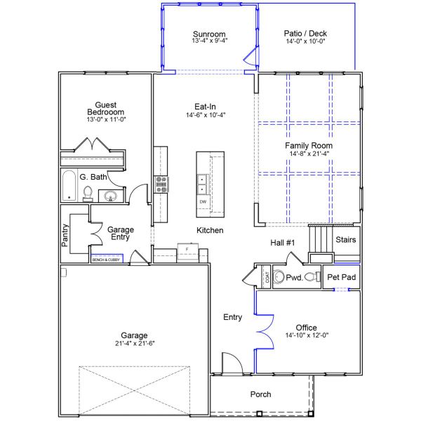 2D floor plan layout of this home in Georgias Landing, Raleigh, NC (Image 3).