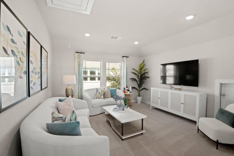 Furnished interior view inside a new home in Lakeside at Tessera, Lago Vista (Image 24). Furnished interior view inside a new home in Lakeside at Tessera, Lago Vista (Image 24).