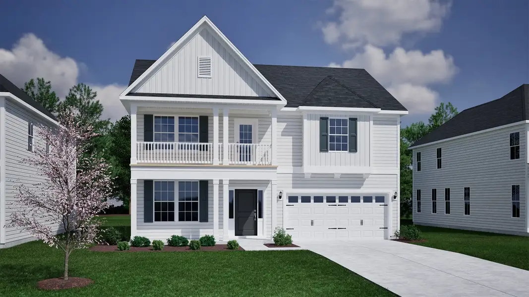 Representative exterior photo of a completed home built from the Keowee - Vanguard Collection by Mungo Homes in Scotts Hill Village, Wilmington, NC (Image 19).