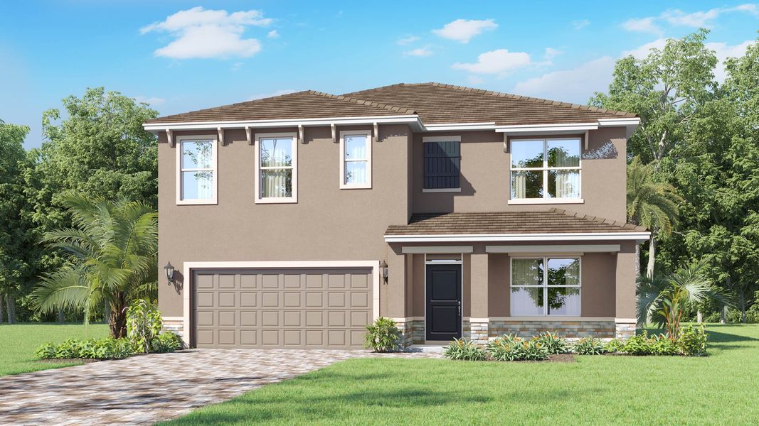 Representative exterior photo of a completed home built from the Hayden by D.R. Horton in Creekside, Fort Pierce, FL (Image 5). Representative exterior photo of a completed home built from the Hayden by D.R. Horton in Creekside, Fort Pierce, FL (Image 5).