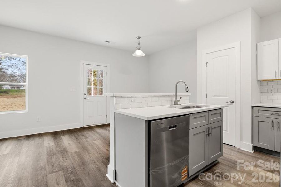 Kitchen island/dining area/back door