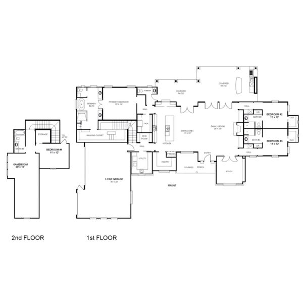 2D floor plan layout for the 3864 by Faircroft Homes in Arborwood, Waller, TX (Image 3).