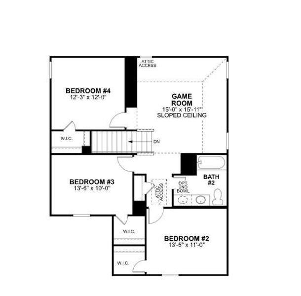 2D floor plan layout of this home in Pinewood at Grand Texas, New Caney, TX (Image 4).