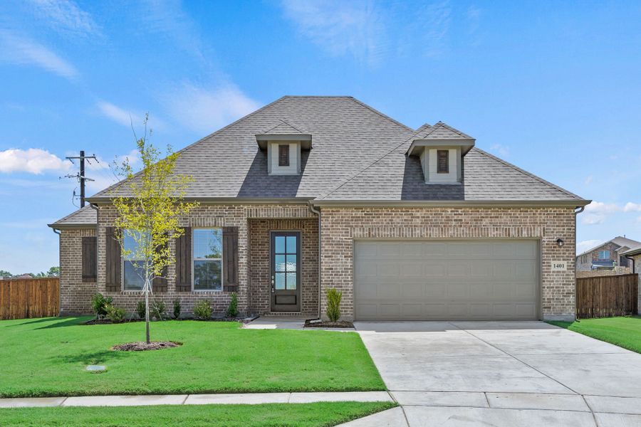 Representative exterior photo of a completed home built from the Camden by Cambridge Homes in Tinsley Meadows, Van Alstyne, TX (Image 2). Representative exterior photo of a completed home built from the Camden by Cambridge Homes in Tinsley Meadows, Van Alstyne, TX (Image 2).