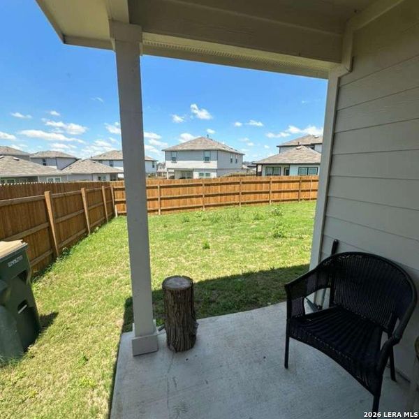 Exterior details and patio area of a home in Prairie Lakes, Buda (Image 21).