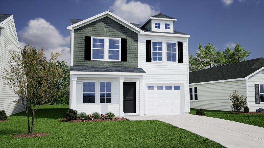 Representative exterior photo of a completed home built from the Barnwell - Genesis Value Collection by Mungo Homes in Evergreen, Spartanburg, SC (Image 14).