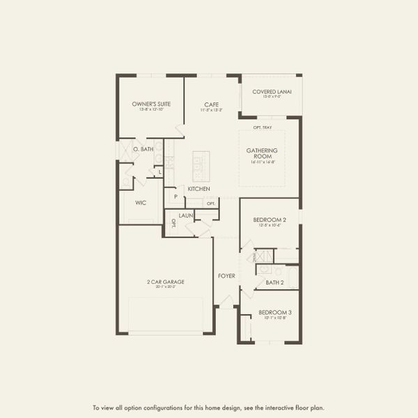 2D floor plan layout for the Crestmere by Del Webb in Del Webb Sunchase, Parrish, FL (Image 3).