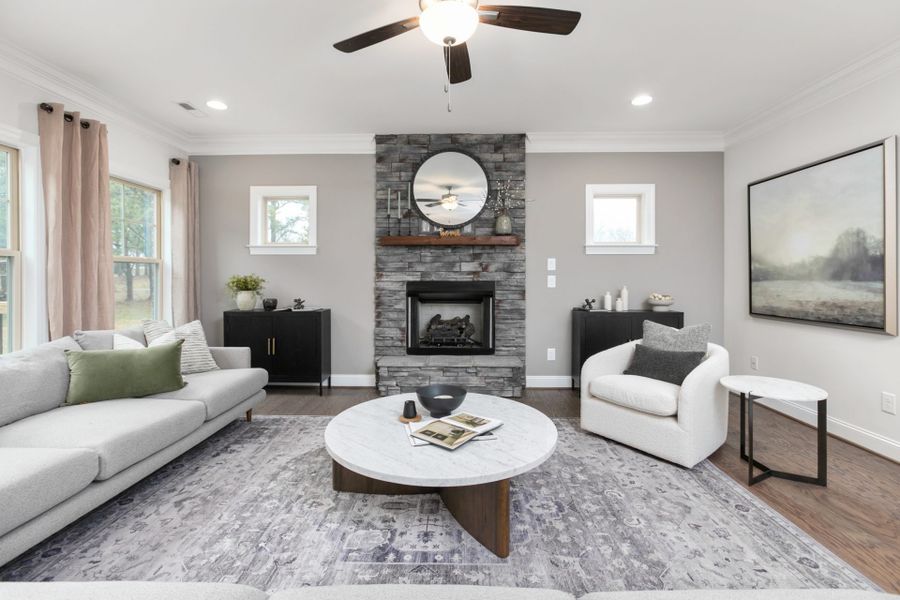 Representative furnished interior of a home built from the Hanover Lux by Keystone Homes NC in Weybridge, Burlington (Image 17).