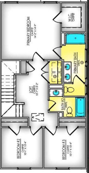 2D floor plan layout of this home in Meece Townhomes, Easley, SC (Image 3). 2D floor plan layout of this home in Meece Townhomes, Easley, SC (Image 3).